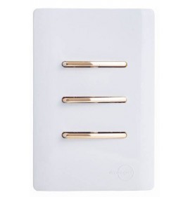 Conjunto Interruptor Triplo 2 Paralelo + 1 Simples 4x2 - Novara Branco Brilhante Gold